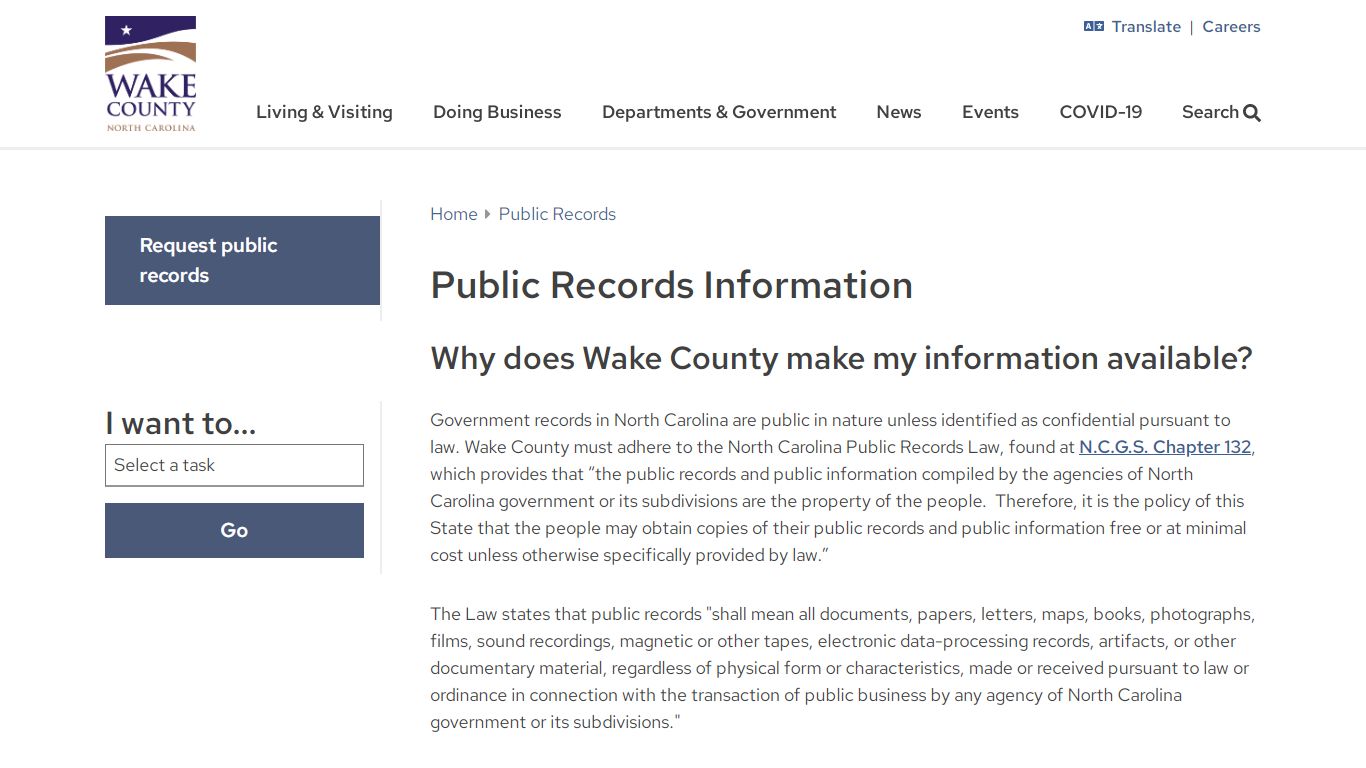 Public Records Information | Wake County Government