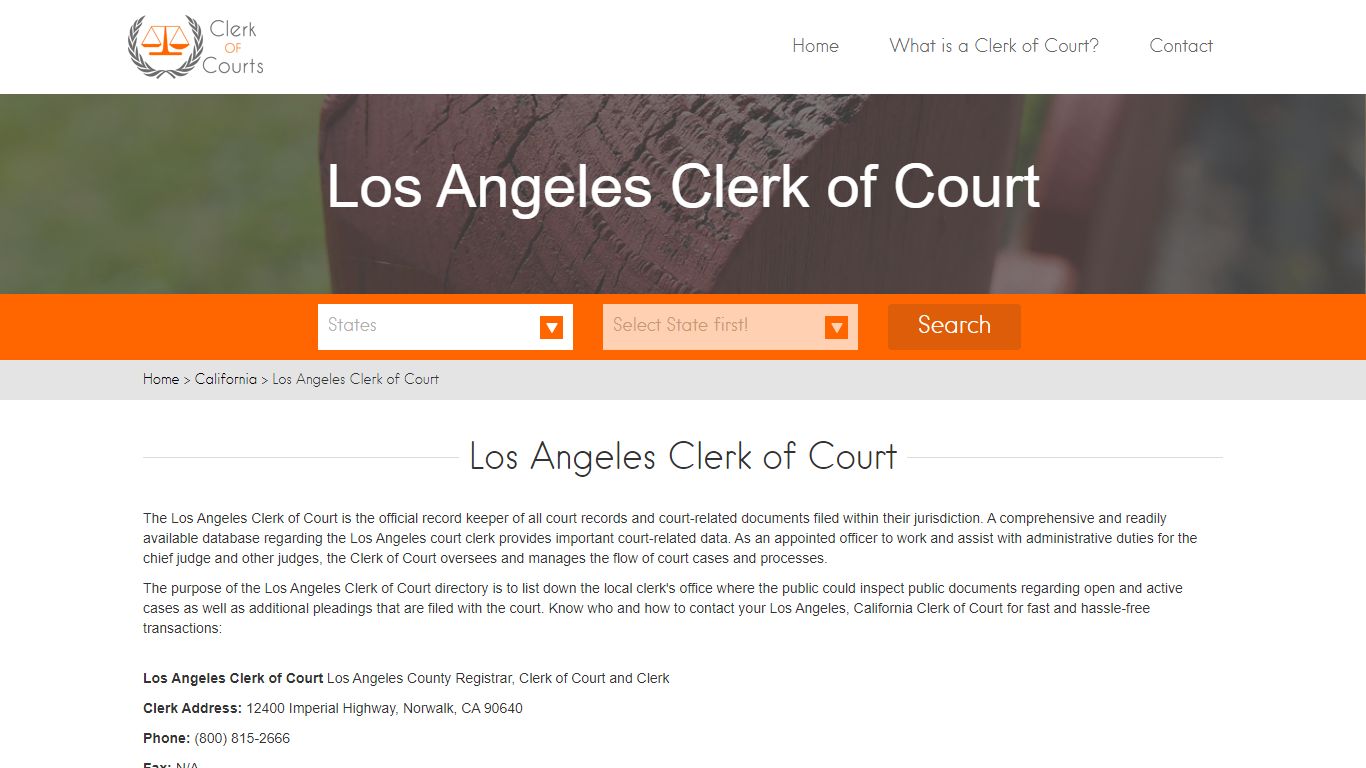 Find Your Los Angeles County Clerk of Courts in CA - clerk ...
